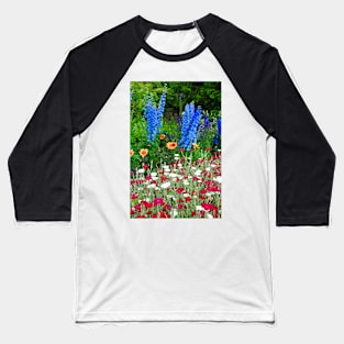 Blue Delphiniums Summer Flowers Baseball T-Shirt